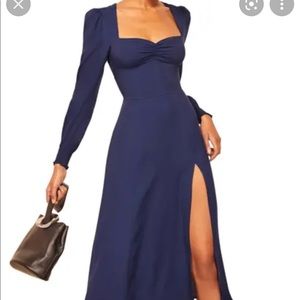 NWT REFORMATION Wallflower Long Sleeve Midi Dress in Danube SIZE 4
